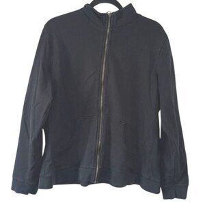 Zippered Black Jacket With Embroidered Design 1X